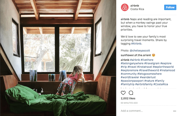 Airbnb uses the platform to encourage user-generated content.
