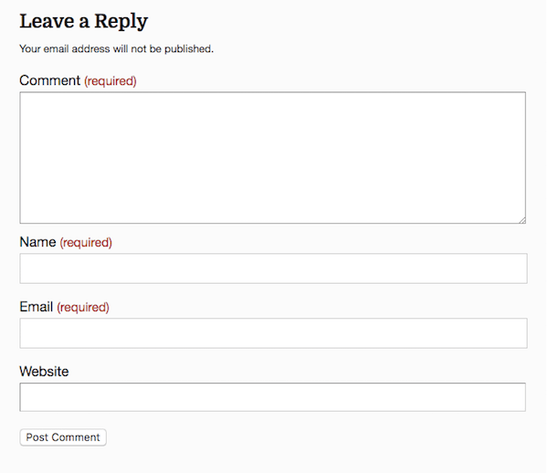 The comment form for Milky Way theme with clear form field labels.
