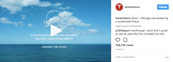 Tesla takes advantages of Instagram's video capabilities.