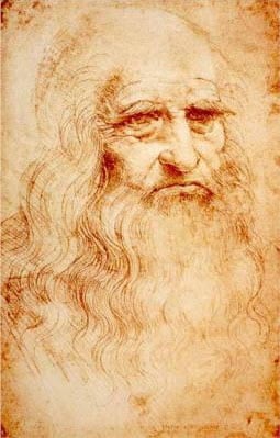 Sketch of Leonardo da Vinci - self-portrait in red chalk.