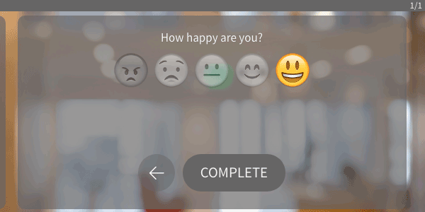 An one question survey asking "How happy are you?" and there are five emojis to answer with including an angry face to a happy face.