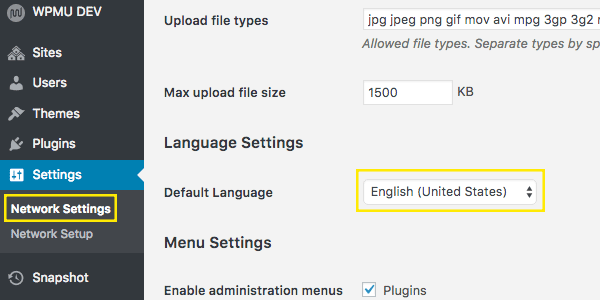 Multisite Network Settings Page