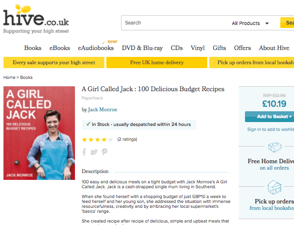 A Girl Called Jack cookbook purchase site