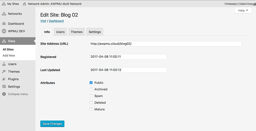 Updating the site address.