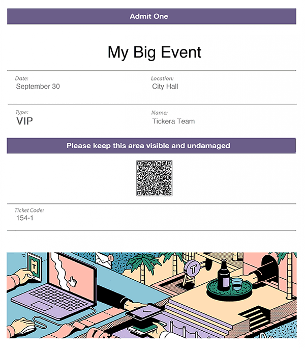 An example ticket created with Tickera.