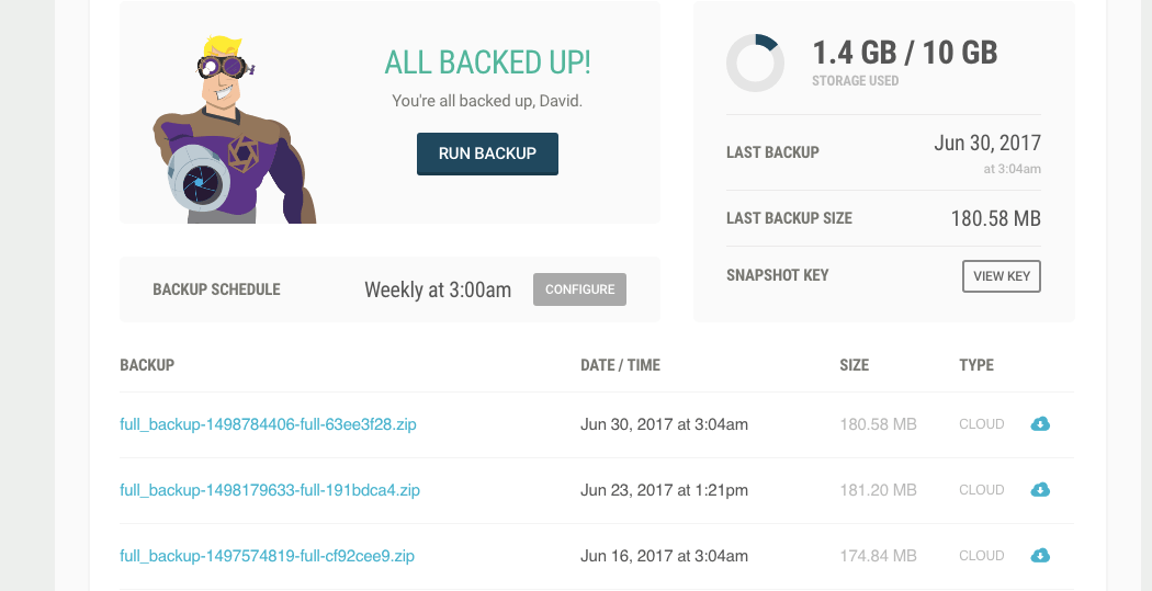 Restore a backup