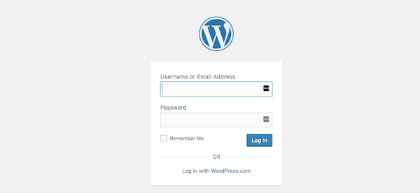 WordPress login screen