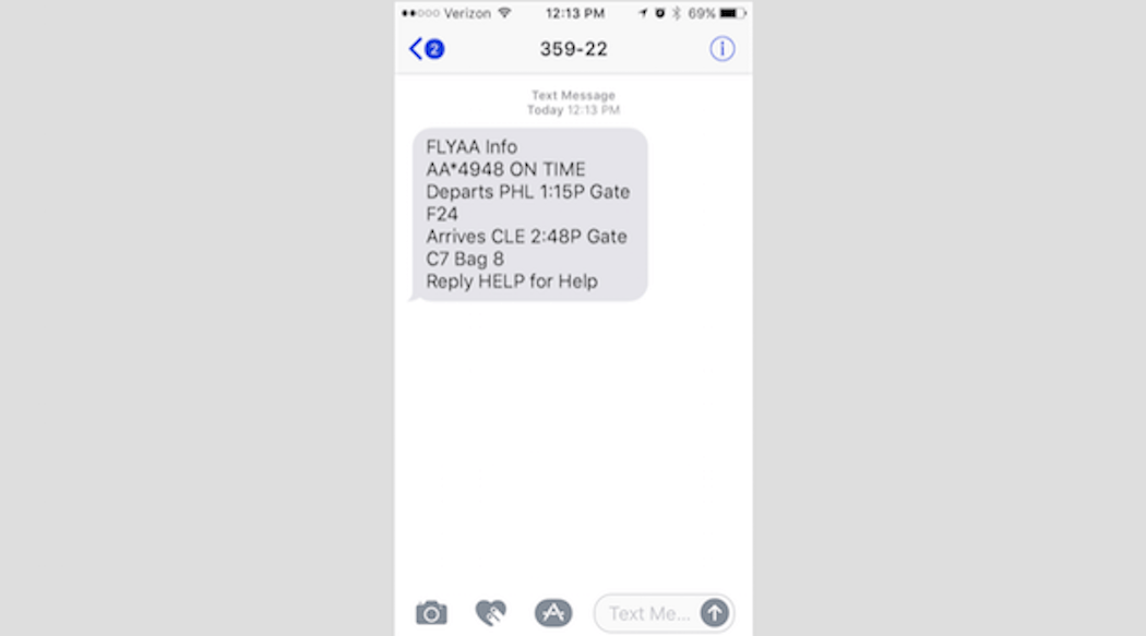 SMS for WordPress - American Airlines Text Notification Confirmation