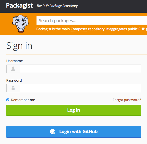 Packagist sign in