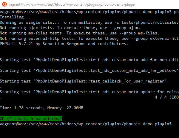 Passing test meta update phpunit