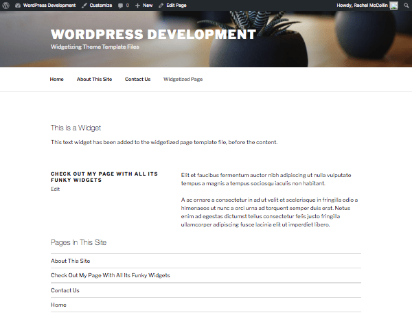 A page with widgets before and after the content