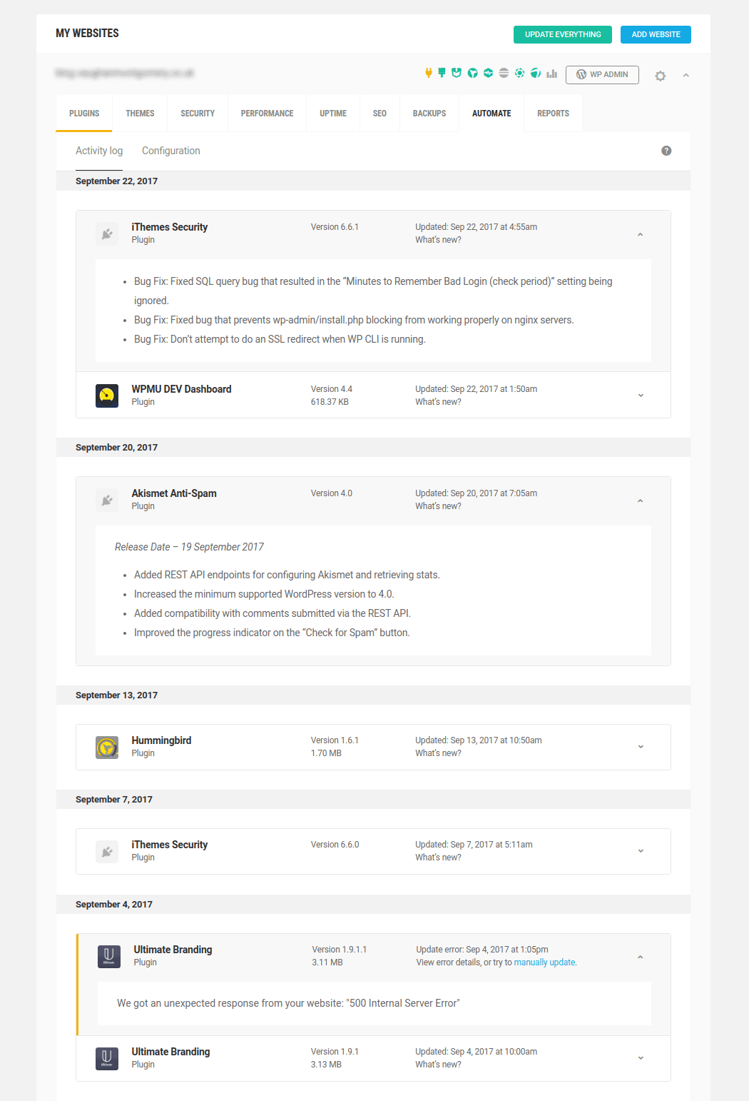 Automate activity log
