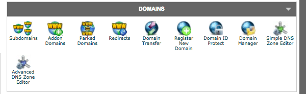 domains section of cPanel