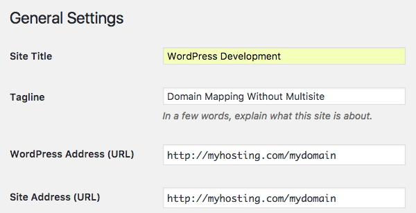 editing site url and WordPress url in settings
