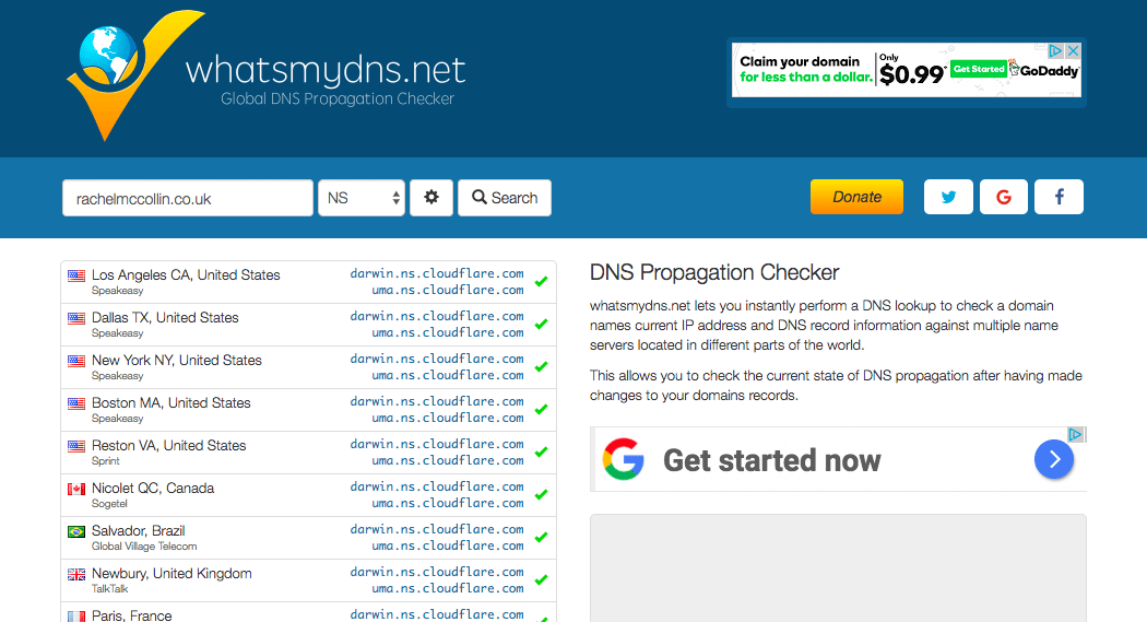 Whatsmydns.net shows my site's name servers