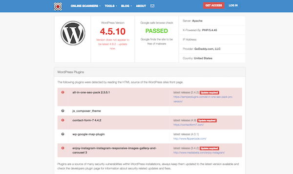 Hacker Target WordPress Security Scan image