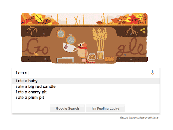 I ate a baby Google autocomplete