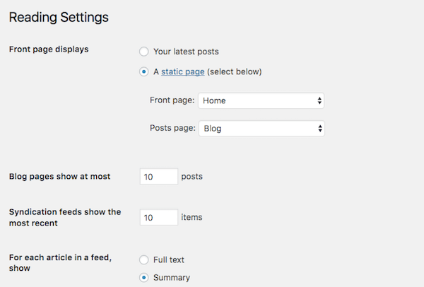 WP Reading Settings