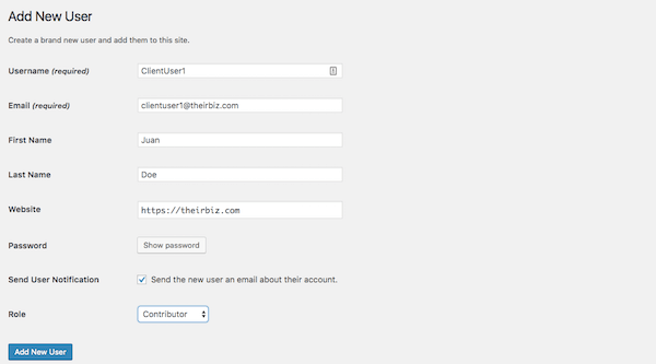 WordPress Training - Add New User