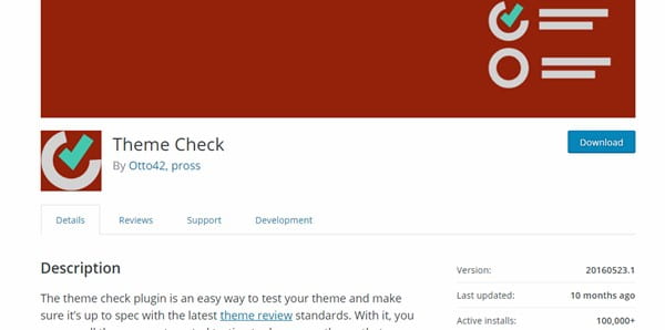 Theme Check plugin.