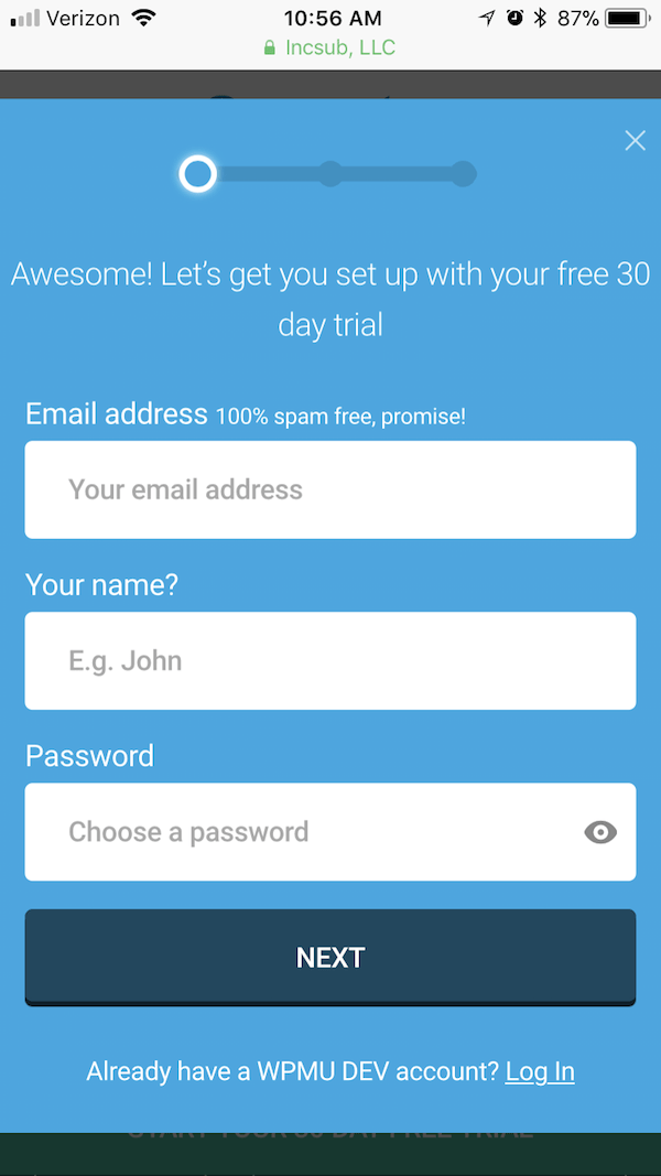 Perfect Contact Form - WPMU DEV Mobile Button