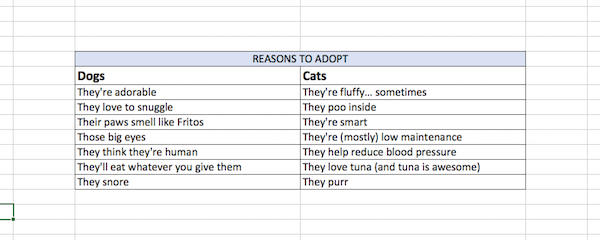 Excel Table