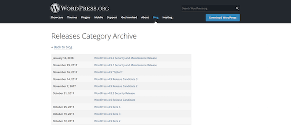 WordPress Versions
