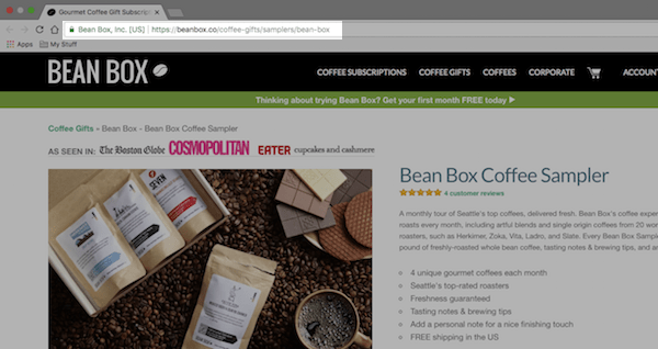 Bean Box eCommerce Product Page