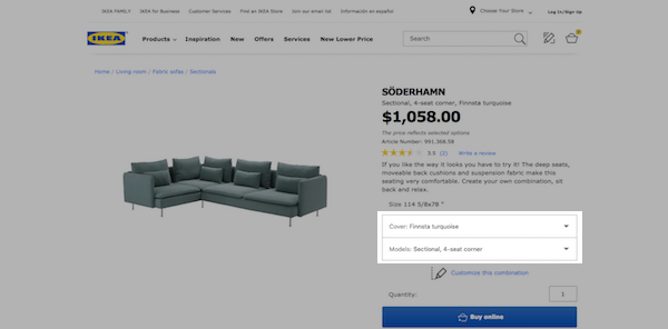 Ikea eCommerce Product Page
