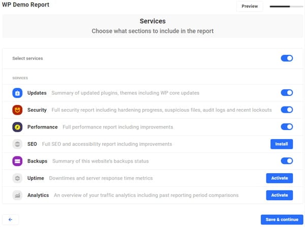 Choose what information your clients can see in the Hub Reports section.