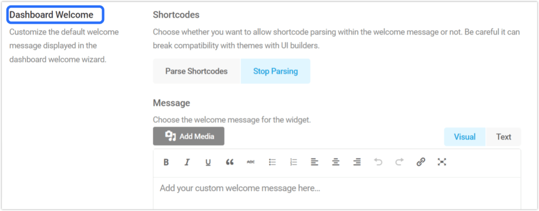 Branda dashboard welcome