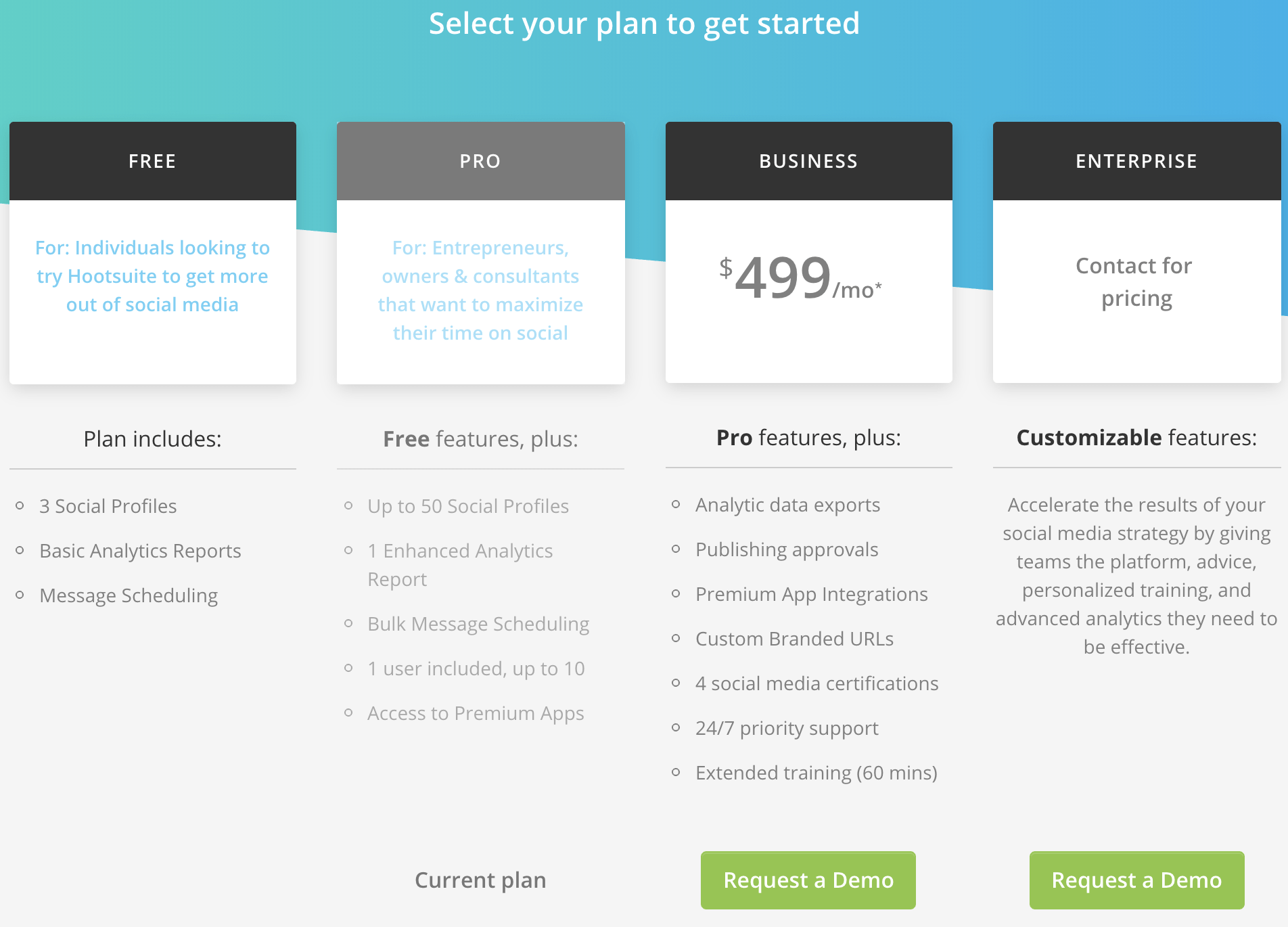 pricing page