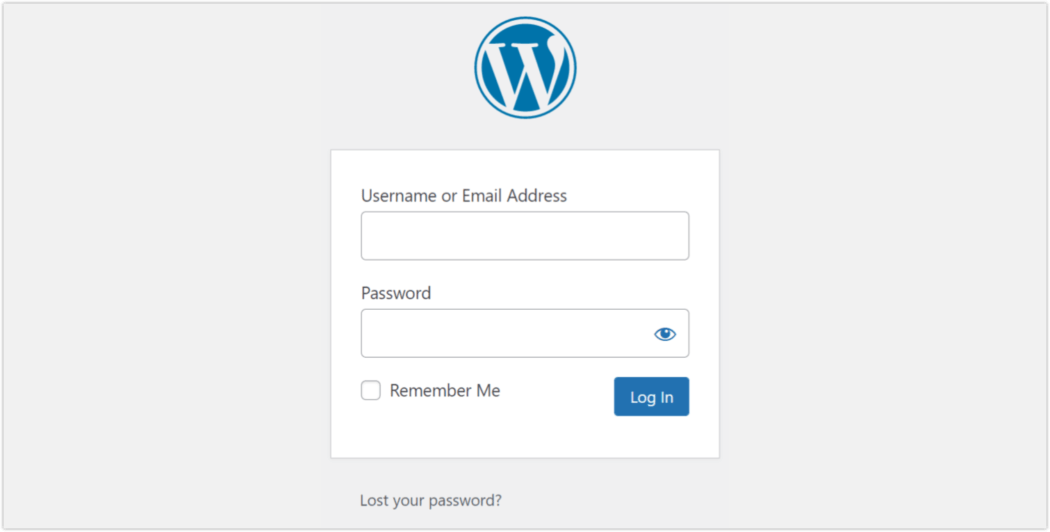 wp login screen default