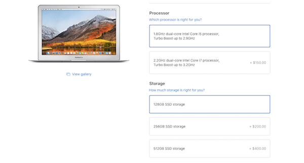 Upsell and Cross-sell - MacBook Air Processing Upgrades
