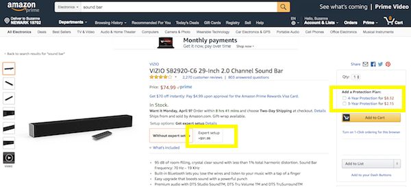 Upsell and Cross-sell - Vizio Cross-sell