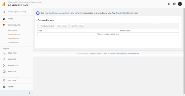 Create Reports - Google Analytics Custom Reports