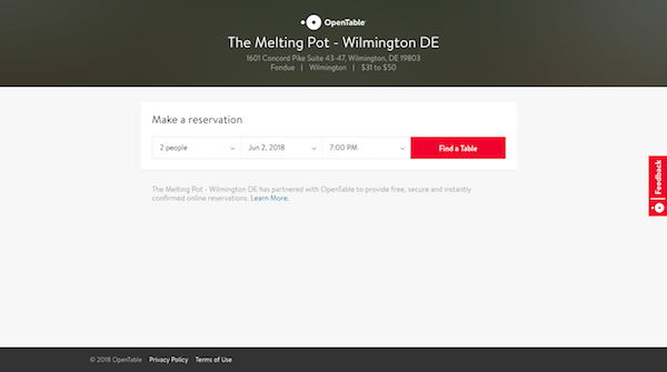 Cognitive Walkthrough - Outsourced Reservations with Open Table