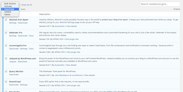 Deactivate Plugins