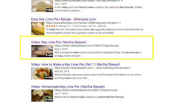 video recipe schema markup