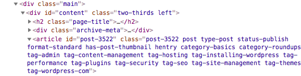 post class output css classes category archive