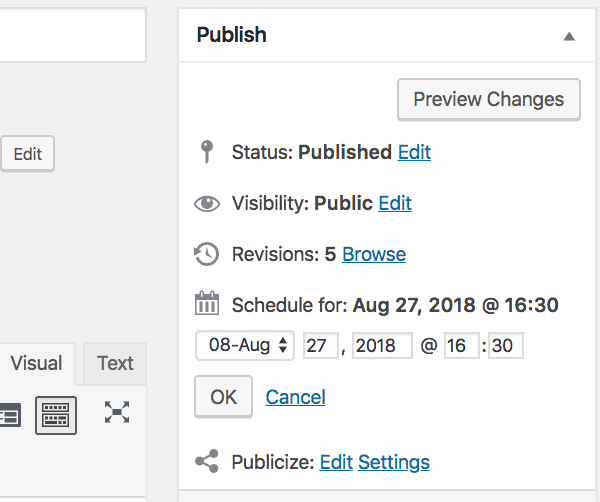 scheduling posts in WordPress