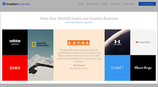 B2B and B2C Websites - Dropbox Proof