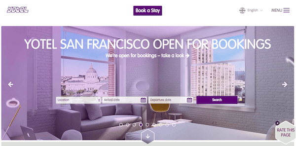 B2B and B2C Websites - Yotel Design