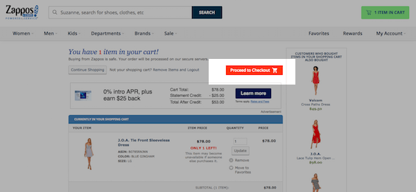 B2B and B2C Websites - Zappos CTAs 2