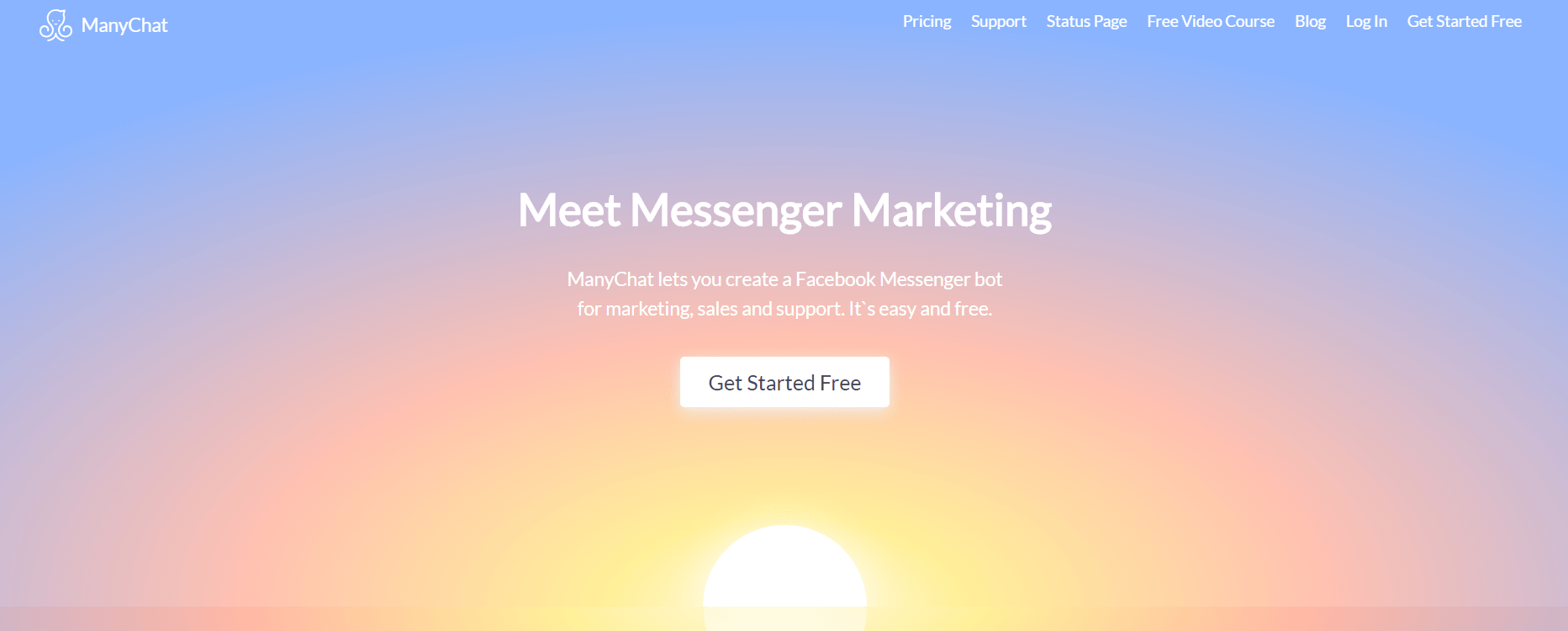 facebook messenger marketing - manychat landing page