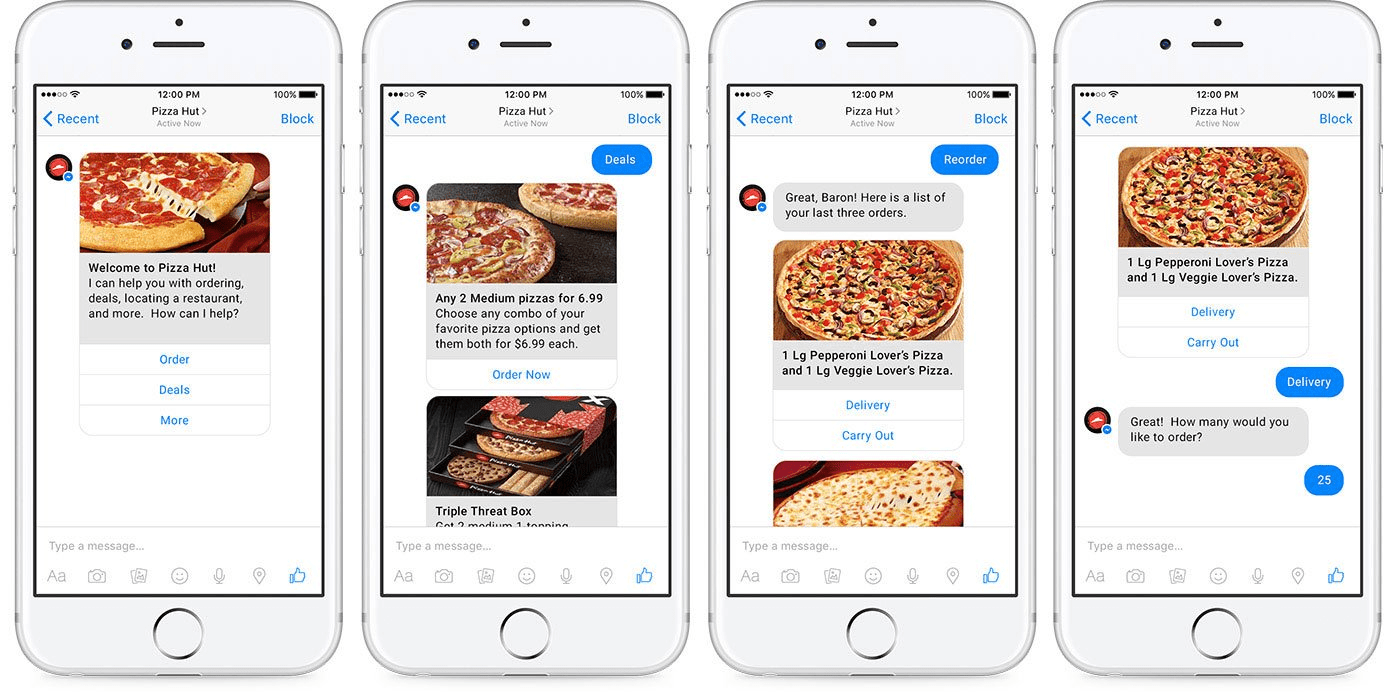 facebook messenger marketing - Pizza Hut chat