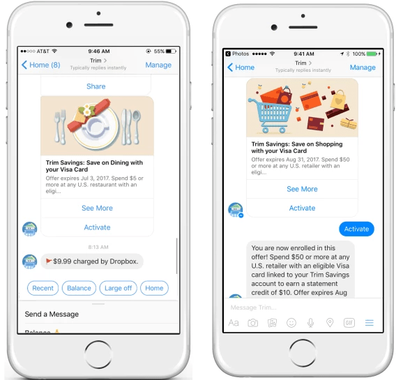 facebook messenger marketing - Trim chatbot