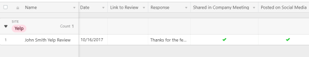 Screenshot of Reviews Airtable