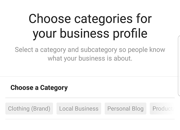 Screenshot of the process of converting personal Instagram to business account