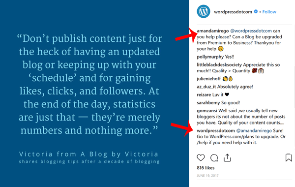 Screenshot of a Instagram post with a quote